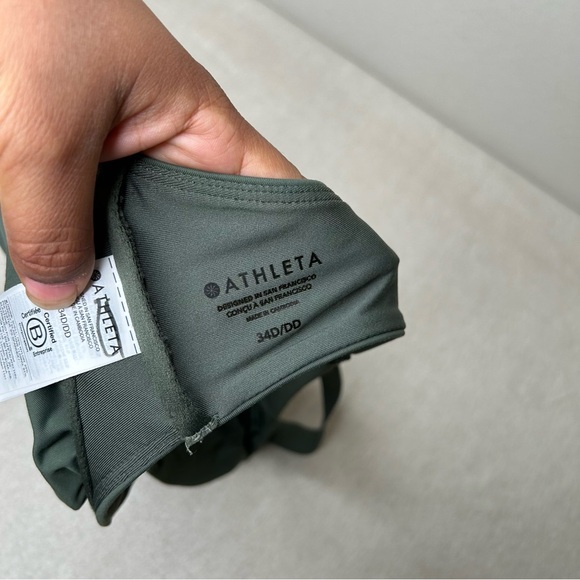 Athleta Square Neck V Bra Cup Bikini Top Deep Fern Green Size 34D/DD - Picture 4 of 7